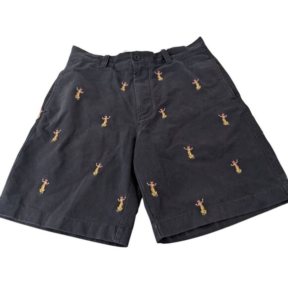 J Crew Embroidered Hula Girl Broken In Shorts Mens Size 32 Blue Cotton Hawaiian - Picture 1 of 11